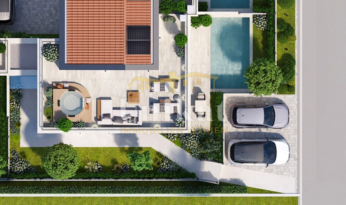 Casa bifamiliare a Poreč, giardino, piscina e terrazza sul tetto